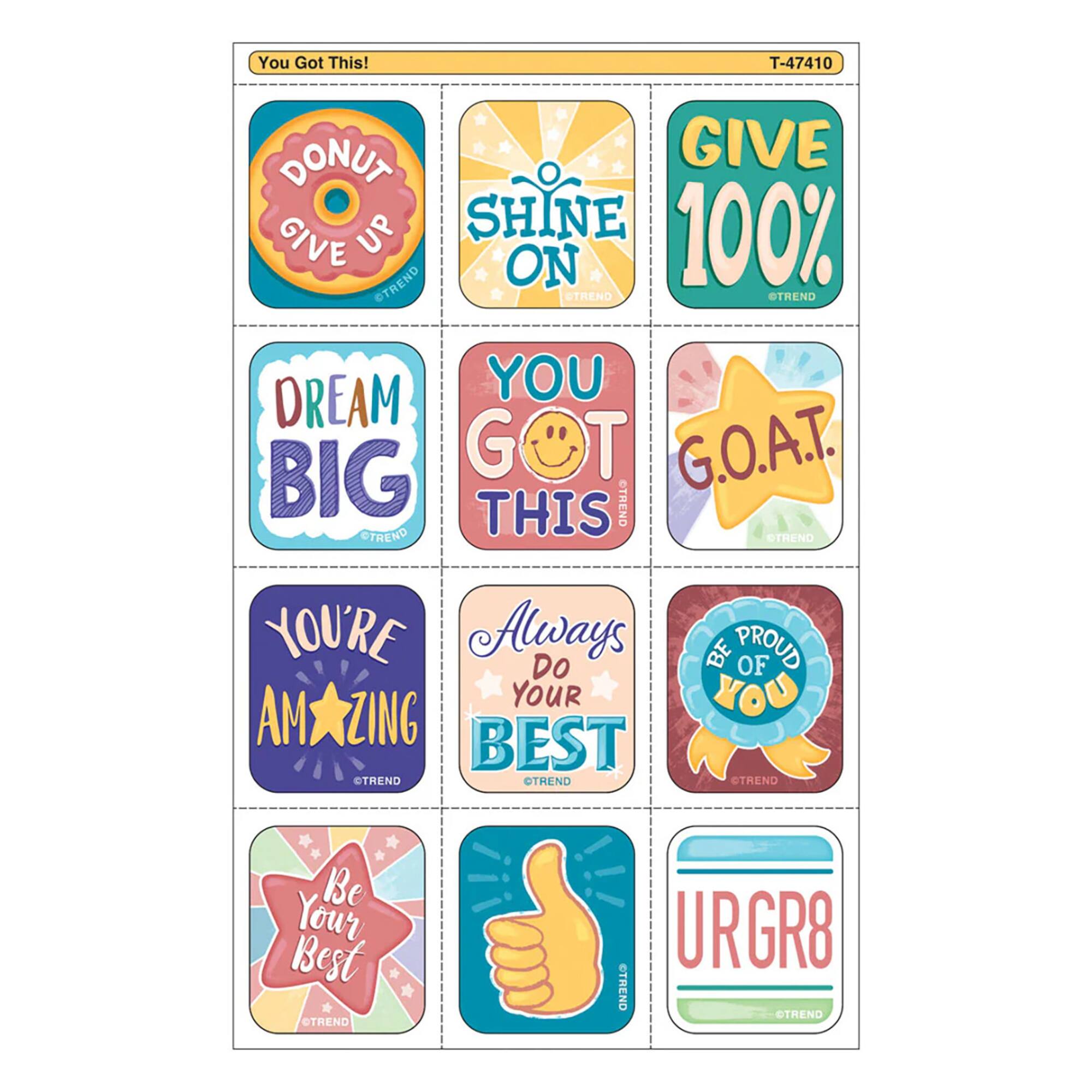 TREND Enterprises® You Got This! Tear & Share Stickers™, 6 Packs of 60
